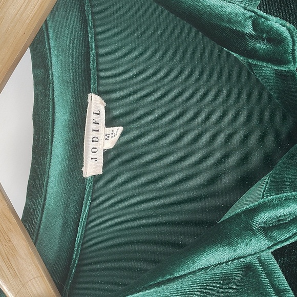 Jodifl Green Velour Button Up Dress Long Sleeve Size Medium - Picture 4 of 7